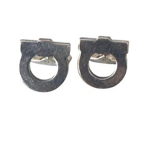 SALVATORE FERRAGAMO Gancini Cufflinks Silver Tone Metal Men‎ | AUTHENTIC